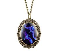 OIFMKC Pocket Watch Retro Fashion Twelve Constellations Theme Quartz Pocket Watches Pendant Lady Necklace Watch Gifts Women with Chain reloj,Sagittarius