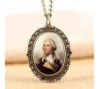 OIFMKC Pocket Watch Souvenir Martha Washington "First Lady" Pendant Pocket Watch Retro Bronze George Washington Quartz Necklace Clock Men Women,George Washington