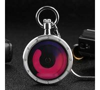 OIFMKC Pocket Watch Unique Stylish Swirl Turntable Pocket Watch Men Theme Universe Aurora Novel Case Quartz Pendant Clock Fob Snake Chain
