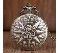 OIFMKC Pocket Watch Vintage Game of Thrones Hear Me Roar Lannister Theme 3D Bronze Quartz Pocket Watch with FOB Chain for Men Women Gift