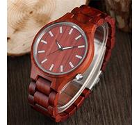 OIFMKC Wooden Watch 100% Nature Red Sandalwood Full Wooden Bangle Watches Simple Men's Handmade Wood Quartz-Watch Bamboo Wrist Watch Reloj de Madera