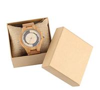 OIFMKC Wooden Watch Bamboo Wood Watch Men's Watch Spiral Stripe Dial Art Design Quartz Man Wristwatch Retro Soft Leather Band Male Wrist Clock Reloj,Watch with Box