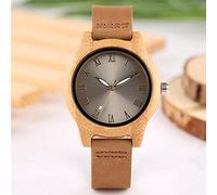 OIFMKC Wooden Watch Bright Gray Sun Polished Dial Exquisite Wood Leather Clock Normal Roman Numerals Precise Quartz Movement Top Gift Women Relogios