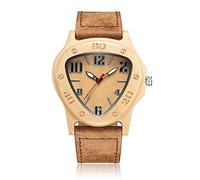 OIFMKC Wooden Watch Casual Triangle Case Wood Watch Mens Womens Hodinky Natural Rose Wooden Cowhide Leather Quartz Wrist Watch Luxury Montre Homme,Light Brown