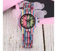 OIFMKC Wooden Watch Colorful Wood Watch Unique Candy Color Top Luxury Clock Women Quartz Full Bamboo Wooden Bracelet Watch Women's Wrist Reloj Mujer