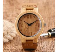 OIFMKC Wooden Watch Cool Nature Wood Watches with Leather Band Roman Number Dial Quartz Wooden Wristwatches for Men Women Best Gift Item