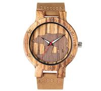 OIFMKC Wooden Watch Creative 3D Polar Bear Silhouette Design Wood Watch for Men Women Cool Leather Wristwatch Quartz Timepiece New Man Clock-style1