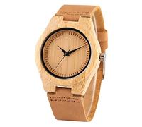 OIFMKC Wooden Watch Creative Bamboo Quartz Women Watches Handmade Leather Band Nature Wood Ladies Wristwatch Simple Design Analog Clock Gift