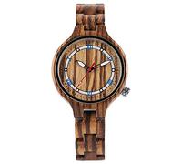 OIFMKC Wooden Watch Creative Full Wood Watch Blue Roman Numbers Circle Dial Handmade Natural Wooden Wristwatch Women Sports Outdoor Clock,Brown
