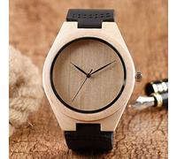 OIFMKC Wooden Watch Creative Pure Face Design Wood Watch Modern Men Natural Bamboo Clock Genuine Leather Male Quartz Gifts for Boy Girl reloj Hombre