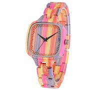 OIFMKC Wooden Watch Creative Simple Bamboo Wood Watches Colors Colorful Wooden Women's Watch Quartz Square Dial Wooden Watch Lady Hot New Clock,Model 1