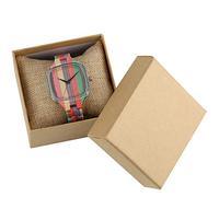 OIFMKC Wooden Watch Creative Simple Bamboo Wood Watches Colors Colorful Wooden Women's Watch Quartz Square Dial Wooden Watch Lady Hot New Clock,Model 4 with Box