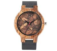 OIFMKC Wooden Watch Creative Simple Wood Watches Men's Watch Cork Slag/Broken Leaves Face Wrist Watch Original Wooden Bamboo Male Clock Relogio- Black