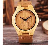 OIFMKC Wooden Watch Creative Wood Watch 100% Natural Original Wooden Bamboo Quartz Wristwatches Skull Head Men's Sports Casual Clock Reloj de Madera