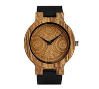 OIFMKC Wooden Watch Doctor Who Nature Wood Watch Men Quartz Watches Casual Black Leather Band Man Wrist Watch Light Weight Wooden Clock 2019 New,only Watch