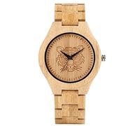 OIFMKC Wooden Watch Engraved Elk Deer Head Bamboo Wood Watch Men Tiger Dial Full Wooden Band Watches Quartz Wristwatches Men's Fashion Simple Clocks-Tiger Dial