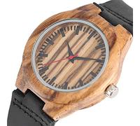 OIFMKC Wooden Watch Handmade Baboo Watches Women Round Dial Natural Vertical Stripe Wooden Womans Watch with Japan Quartz Movement