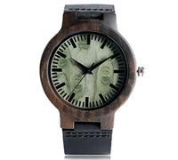 OIFMKC Wooden Watch Leather Band Strap Modern Wooden Men Casual Wrist Watch Bamboo Pattern Fashion Analog Nature Wood Bangle Women-Green Dial