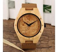 OIFMKC Wooden Watch Lucky Charm Chinese Creatures Phoenix Wooden Watch Unique Sculpture Bamboo Wood Clock Man's Clock Hour Gifts Reloj Hombre 2019