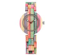 OIFMKC Wooden Watch Luminous Pointer Display Wood Quartz Watch Women Charming Colorful Bamboo Wooden Lady Bangle Watches Elegant Female Wristwatch,Model 2 only Watch