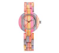 OIFMKC Wooden Watch Luminous Pointer Display Wood Quartz Watch Women Charming Colorful Bamboo Wooden Lady Bangle Watches Elegant Female Wristwatch,Model 1 only Watch
