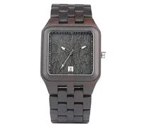 OIFMKC Wooden Watch Luxury Black Wood Watch Men Casual Square Shape Dial Creative Watches Auto Date Wooden Strap Male Clock Hour Gifts for Man New,only Watch