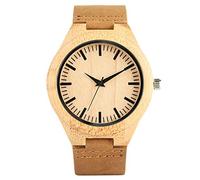 OIFMKC Wooden Watch Mandala Bohemian Style Wooden Man Women Watches Exquisite Thailand Elephant Engraving Bamboo Wrist Watch Men Clock Xmas Gifts-Simple Style