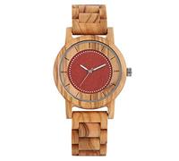 OIFMKC Wooden Watch Maple Walnut Wood Watch Men Women Quartz Movement Wristwatch Minimalist Round Dial Men's Full Wooden Watch Band Folding Clasp,Zebra Wood