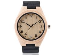 OIFMKC Wooden Watch Men Wooden Watch Pure Bamboo Modern Wristwatch Analog Sports Clock Man Quartz Black Genuine Leather Nature Wood Watches for Men,Arabic Numbers