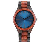 OIFMKC Wooden Watch Men's Creative Full Wooden Watch Luxury Black/Sapphire Blue Luster Dial Bamboo Wood Quartz-Watch Casual Sport Clock,Sapphire Blue