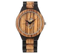 OIFMKC Wooden Watch Men's Watch Full Wood Watch Black Ebony Wooden Strap Fashion Quartz Analog Casual Business Clock Retro Wristwatch Relojes Hombre- Black