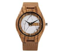 OIFMKC Wooden Watch Men's Watch Vogue Letter C Shape Fresh Green Chic White Marble Dial Watch Men Clock Man Bamboo Wooden Sports Quartz Wristwatches,Fashion White