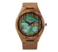 OIFMKC Wooden Watch Men's Watch Vogue Letter C Shape Fresh Green Chic White Marble Dial Watch Men Clock Man Bamboo Wooden Sports Quartz Wristwatches,Luxury Green