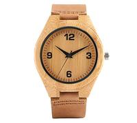 OIFMKC Wooden Watch Mens Wood Bamboo Watches 100% Nature Original Wooden Wrist Watch Handmade Genuine Leather Analog Quartz Clock
