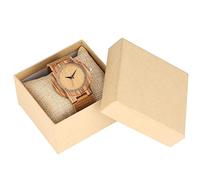 OIFMKC Wooden Watch Minimalist Simple Wood Watch Men's NO Words Bamboo Analog Round Wood Hour Casual Leather Bracelet Clock Male Quartz Reloj Hombre-Watch with Box