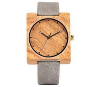 OIFMKC Wooden Watch Minimalist Square Dial Wood Watch for Women Quartz Timepiece Female Genuine Leather Wristwatch Elegant Business Ladies Watches,Grey