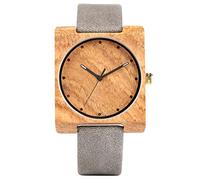 OIFMKC Wooden Watch Minimalist Square Dial Wood Watch for Women Quartz Timepiece Female Genuine Leather Wristwatch Elegant Business Ladies Watches,Grey