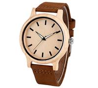 OIFMKC Wooden Watch Modern Analog Bangle Handmade Bamboo Wood Watch Genuine Leather Strap Women Ladies Novel Quartz Sport Nature Wooden Wrist Watch,Brown