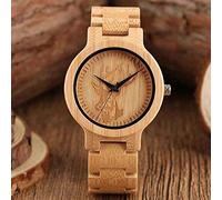 OIFMKC Wooden Watch Natural Bamboo Mens Watch Handicraft Engraving Deer Elk Dial Sports Analog Full Wooden Bracelet Quartz Wristwatches for Men Male