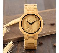 OIFMKC Wooden Watch Natural Pure Bamboo Wood Mens Watch Handicraft Engraving Deer Elk Dial Analog Full Wooden Wristband Sport Quartz Watches for Men