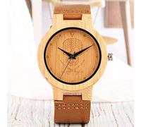 OIFMKC Wooden Watch Natural Wood Watches Mens Skull Pirate Steampunk Wrist Watch Men's Watch Pure Bamboo Handmade Quartz Brown Genuine Leather Clock