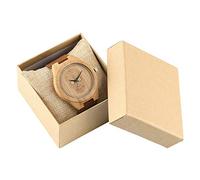 OIFMKC Wooden Watch Nature Bamboo Wooden Watches Men Skull Dial Casual Genuine Leather Strap Wrist Watch Men Wood Clock with Box Best Gifts for Male,with Box