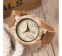 OIFMKC Wooden Watch New Arrivals Rhombus Pattern Natural Bamboo Wood Men Watches Handmade Leather Vogue Male Hour Clock Gift Reloj de Madera