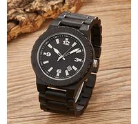 OIFMKC Wooden Watch Original Wood Watch Men Red Rose Black Walnut Wood Men's Wooden Quartz Wrist Watches Wooden Dial Retro Men Wristwatches Clock,Men Wood Watch 7