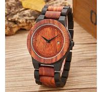 OIFMKC Wooden Watch Original Wood Watch Men Red Rose Black Walnut Wood Men's Wooden Quartz Wrist Watches Wooden Dial Retro Men Wristwatches Clock,Men Wood Watch 1