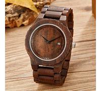 OIFMKC Wooden Watch Original Wood Watch Men Red Rose Black Walnut Wood Men's Wooden Quartz Wrist Watches Wooden Dial Retro Men Wristwatches Clock,Men Wood Watch 2