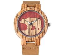 OIFMKC Wooden Watch Retro Wood Watch Men 3D Polar Bear Watermark Quartz Timepieces Fashion Genuine Leather Casual Wooden Clock Boyfriend Best Gifts,Bamboo