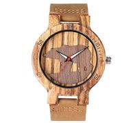 OIFMKC Wooden Watch Retro Wood Watch Men 3D Polar Bear Watermark Quartz Timepieces Fashion Genuine Leather Casual Wooden Clock Boyfriend Best Gifts,red