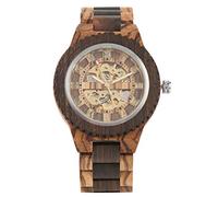 OIFMKC Wooden Watch Retro Wood Watch Royal Gold Roman Literal Mechanical Watches Men's Top Luxury Wooden Bangle Watch montre Homme automatique reloj,Zebra Wood