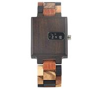 OIFMKC Wooden Watch Royal Rectangle Wood Case Men's Watches Creative Turntable Display Mixed Color Wooden Band Watch Luxury Unique Woody Men Clocks,Ebony Case